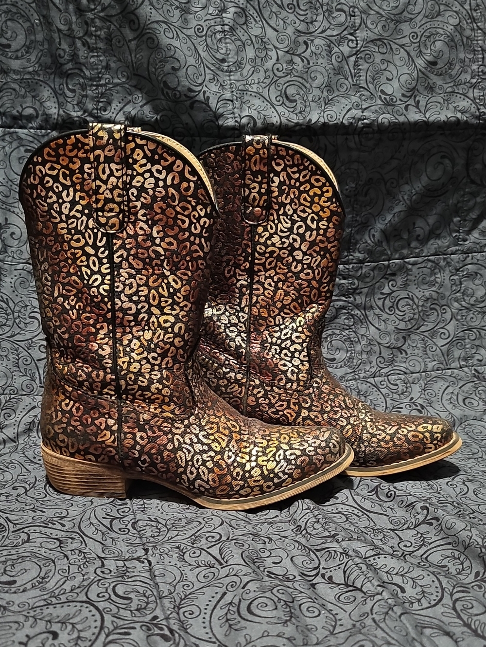 Roper Shimmery Leapord Print Boot (Little Kids 1)